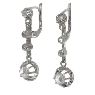 NO RESERVE PRICE - 18 karaat Witgoud - Oorbellen Diamant - Vintage jaren 1920 Art Deco