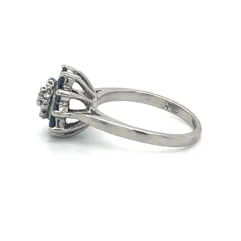 14 karaat Witgoud - Ring - 0.15 ct Diamant - Saffieren