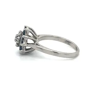 14 karaat Witgoud - Ring - 0.15 ct Diamant - Saffieren
