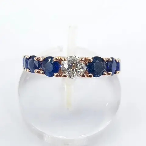 14 karaat Rosé goud - Ring - 0.48 ct Diamant - Saffieren