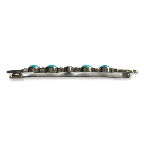 14 karaat Witgoud - Broche Turquoise - Diamanten