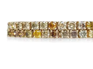 5.47 Carat Fancy Colors Diamond Tennis Riviera - 14 karaat Geel goud - Armband - GEEN RESERVE