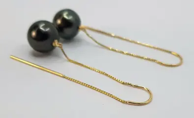 9x10mm Peacock Black Tahitian Pearls - 18 karaat Geel goud - Oorbellen