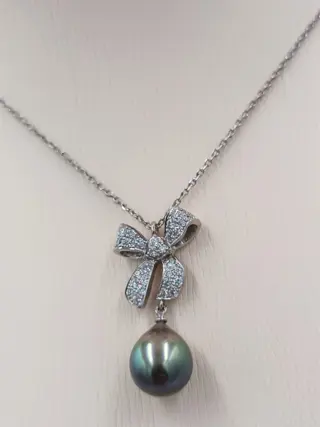 Vasari - 18 karaat Witgoud - Hanger Zuidzee parel - Diamanten