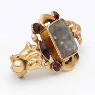 14 karaat Goud - Broche Granaat