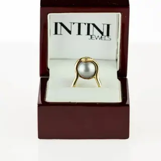 Intini Jewels - 18 karaat Geel goud, Goud - Ring - 0.14 ct Diamant - Tahiti parel