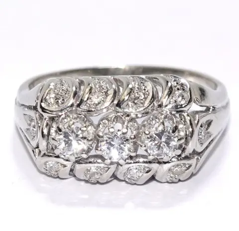 Handcrafted - 14 karaat Witgoud - Ring - 0.75 ct Diamant