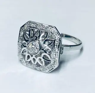 14 karaat Witgoud - Ring - 0.25 ct Diamant - Diamanten