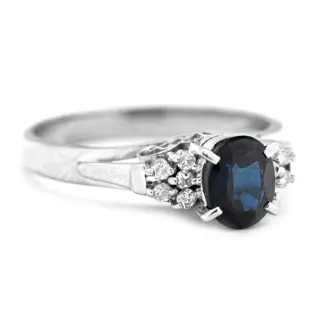 1.17 tcw Sapphire Ring Platina - Ring - 1.02 ct Saffier - Diamanten van 0,15 ct - geen minimumprijs