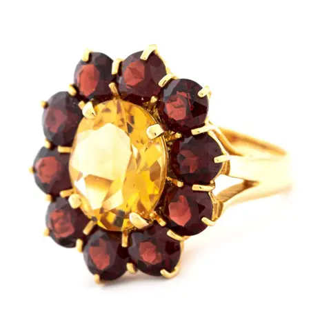 10.00 tcw Citrine Ring - 18 karaat Geel goud - Ring - 8.00 ct Citrien - Granaten van 2,00 ct - Geen minimumprijs