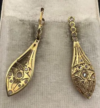 NO RESERVE PRICE - 18 karaat Geel goud - Oorbellen - Diamanten