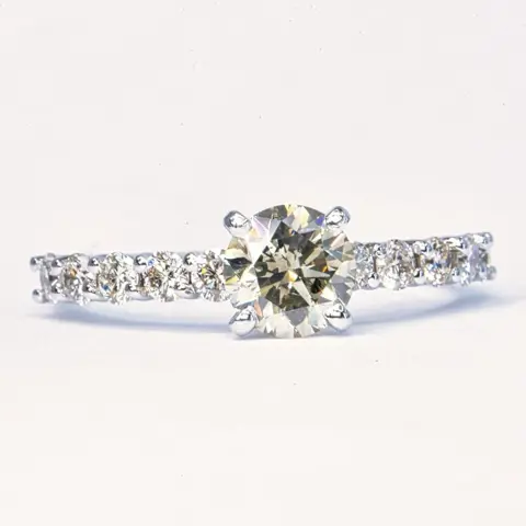 1.45 ct Natural Fancy Deep Gray - 14 karaat Witgoud - Ring - 0.95 ct Diamant - Diamanten, Geen minimumprijs