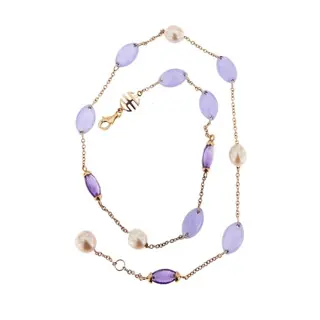 MiMi - 18 karaat Rosé goud - Halsketting Amethist - Jade