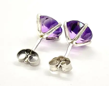 "NO RESERVE PRICE" - 9 kt. Witgoud - Oorbellen - 5.00 ct Amethist