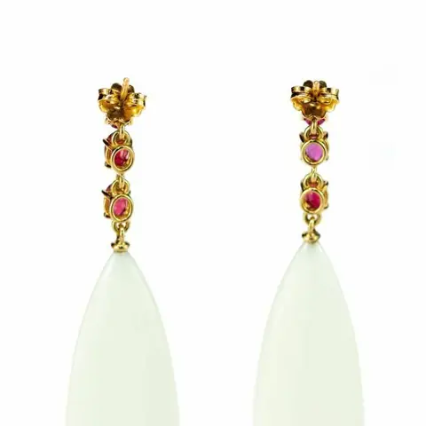 Intini Jewels - 18 karaat Geel goud, Goud - Oorbellen - 3.60 ct Robijn - Agaat