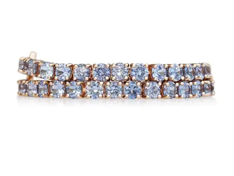 10.40 Carat Sapphire Tennis Riviera - 14 karaat Rosé goud - Armband - GEEN RESERVE