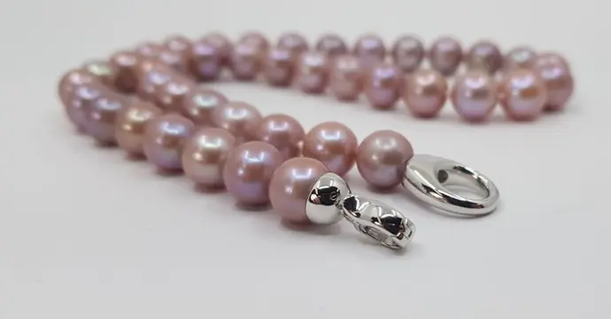 No reserve price - 10x11.5mm Pink Edison - 925 Zilver, Zoetwater parels - Halsketting