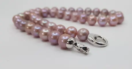 No reserve price - 10x11.5mm Pink Edison - 925 Zilver, Zoetwater parels - Halsketting