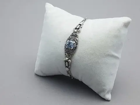 Art Deco Blauwe Spinel(Getest) - 935 Zilver - Armband