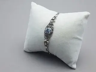 Art Deco Blauwe Spinel(Getest) - 935 Zilver - Armband