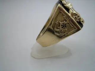 Herren Ring Löwe Löwenkopf Diamanten Rubin Onyx Anker Kreuz Steuerrad - 14 karaat Geel goud - Ring