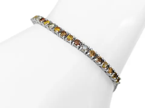 0.81 Carat Fancy Colors Diamond Tennis Riviera - 14 karaat Witgoud - Armband - GEEN RESERVE