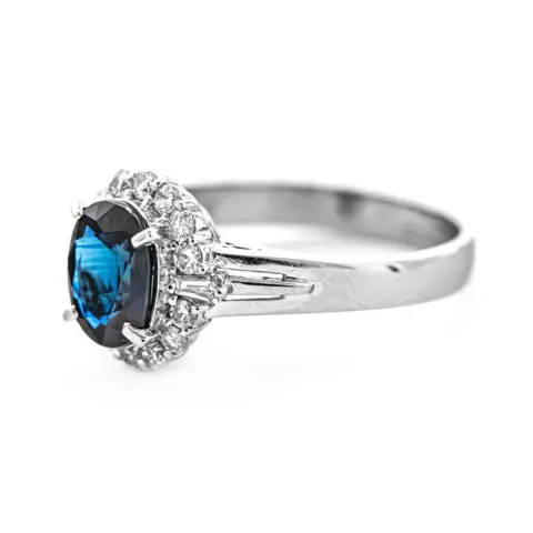 1.68 tcw Sapphire Ring Platina - Ring - 1.37 ct Saffier - 0,31 ct diamanten - geen minimumprijs