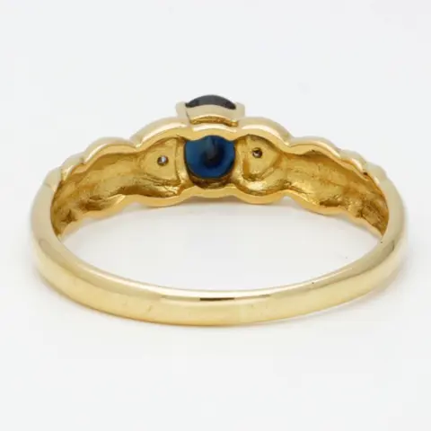 No Reserve - 18 karaat Goud - Ring - 0.01 ct Diamant - 0.38 ct. Saffier