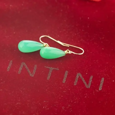 Intini Jewels - 18 karaat Geel goud, Goud - Oorbellen - chrysopraas