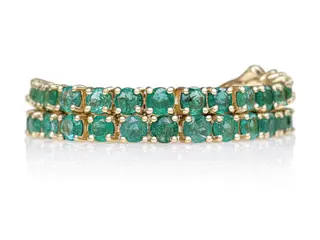 5.87 Carat Natural Emerald Tennis Riviera - 14 karaat Geel goud - Armband - GEEN RESERVE