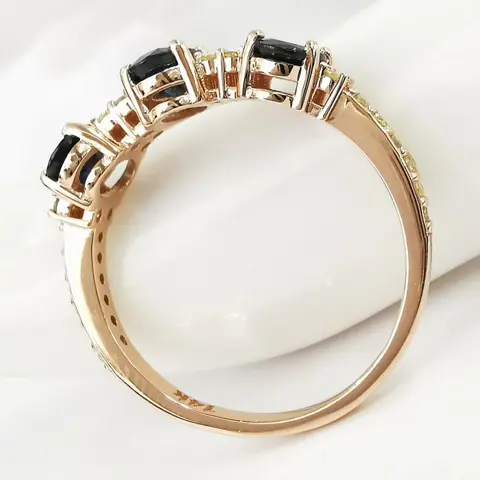 2.42 ct blue sapphire & 0.30 ct fancy intense yellow diamonds designer ring - 14 karaat Rosé goud - Ring Saffier - Diamanten, AIG gecertificeerd zonder reserve