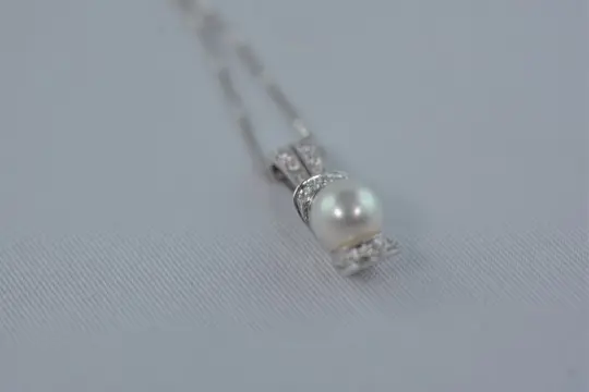 Nimei - 18 karaat Witgoud - Collier met hanger - Diamanten