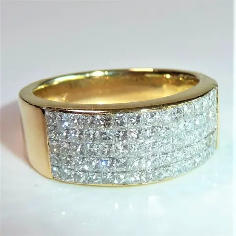 Handcrafted - 18 karaat Geel goud - Ring - 2.25 ct - 75 x 0,03 ct. Prinses geknipt