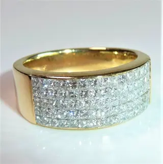 Handcrafted - 18 karaat Geel goud - Ring - 2.25 ct - 75 x 0,03 ct. Prinses geknipt