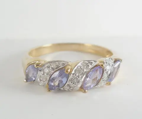 Geel goud - Ring - 0.45 ct Tanzaniet - Diamanten