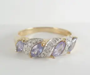 Geel goud - Ring - 0.45 ct Tanzaniet - Diamanten