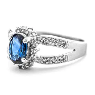 1.16 tcw Sapphire Ring Platina - Ring - 1.00 ct Saffier - Diamanten van 0,16 ct - geen minimumprijs