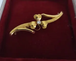 19.2 karaat Geel goud - Broche - 0.10 ct Diamant