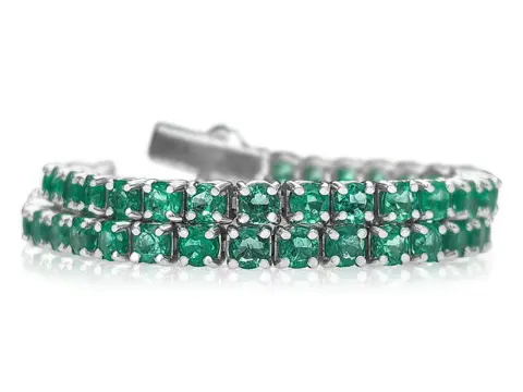 5.80 Carat Natural Emerald Tennis Riviera - 14 karaat Witgoud - Armband - GEEN RESERVE