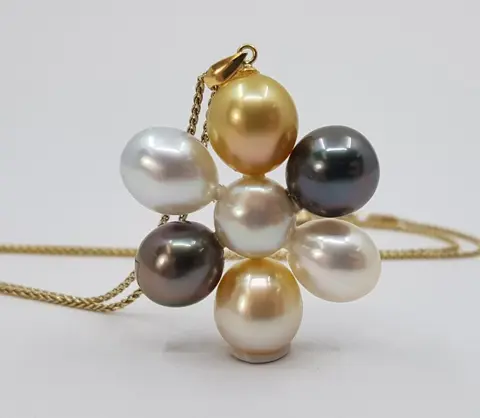 11mm South Sea and Tahitian Pearls - 18 karaat Geel goud - Hanger