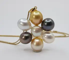 11mm South Sea and Tahitian Pearls - 18 karaat Geel goud - Hanger