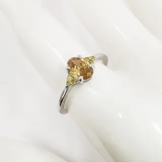 0.60 ct vs fancy deep brown orangy yellow & 0.06 ct fancy vivid yellow diamonds designer solitaire - 14 karaat Witgoud - Ring Diamant - Diamanten, GWLAB-gecertificeerd, geen reserve