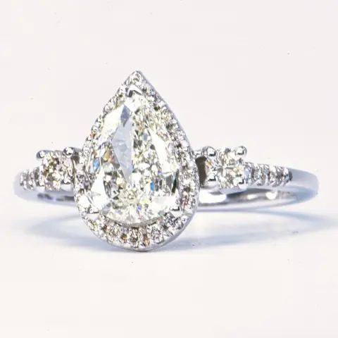 1.26 ct IGI Near Colorless (I) VS2 - 14 karaat Witgoud - Ring - 0.93 ct Diamant - Diamanten, Geen minimumprijs