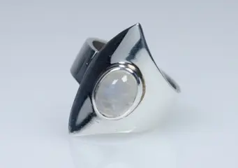 925 Zilver - Ring - Maansteen - modernistisch - massief