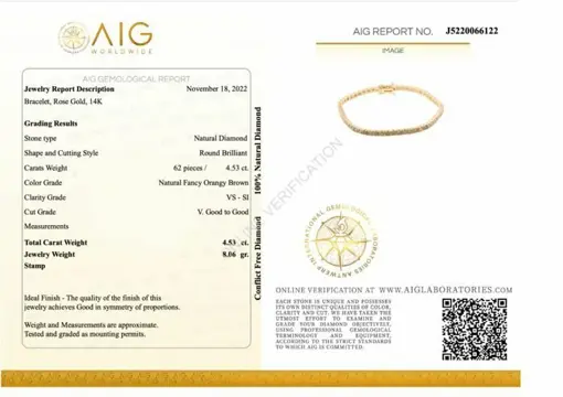 No Reserve Price - 14 karaat Rosé goud - Armband - 4.53 ct Diamant
