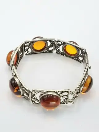 Vintage Barnsteen & AmberArmband - 835 Zilver - Armband