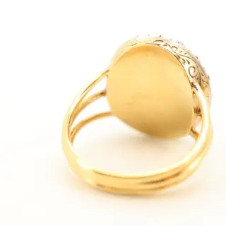 18 karaat Goud - Ring - 4.41 ct Jade - Parels (totaal: 40 mm)