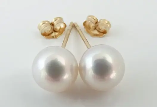 No Reserve Price - Akoya Pearls, Round, 7.5 -8 mm - 14 karaat Geel goud - Oorbellen