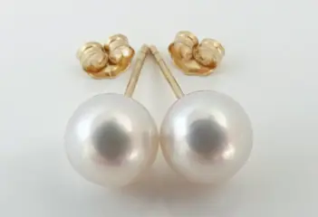 No Reserve Price - Akoya Pearls, Round, 7.5 -8 mm - 14 karaat Geel goud - Oorbellen