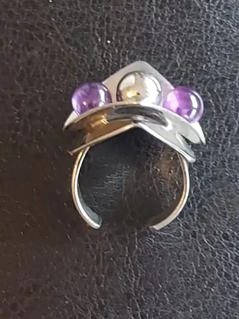 Vintage Designer Amethyst 925 MR Zilver - Ring Amethist